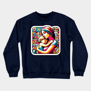 Colorful Mother and Child in the City Love Artwork mother's day Crewneck Sweatshirt